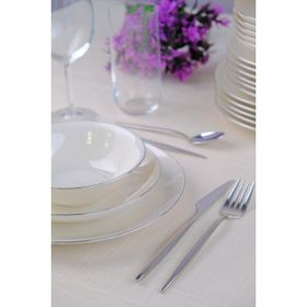 Tabak Evi 24 Parça 6 Kişilik Chic Platin Porselen Yemek Takımı