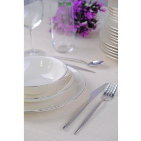 Tabak Evi 24 Parça 6 Kişilik Chic Platin Porselen Yemek Takımı