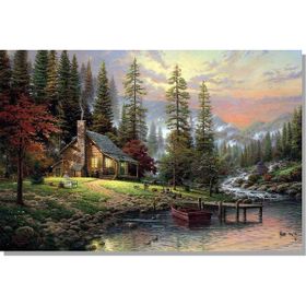 Tablo Home Göl Kıyısında Doğal Yaşam 70x105 cm Kanvas Tablo