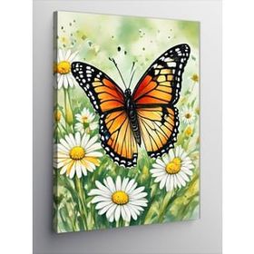 Tablo Kanvas Kelebek Papatya 60x80 cm Tablo