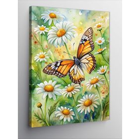 Tablo Kanvas Kelebek Papatya 60x80 cm Tablo