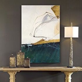 Tablo Life Soyut Mavi ve Beyaz Çerçeve Siyah 100x150 cm Yağlı Boya Dokulu Tablo