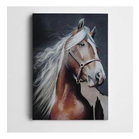 Tablolife 35x50 cm Beyaz, Yeleli At Kanvas Tablo