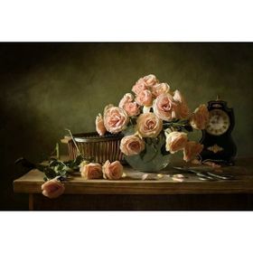 Tablolife 35x50 cm Cam Saksıda Pembe Güller Kanvas Tablo