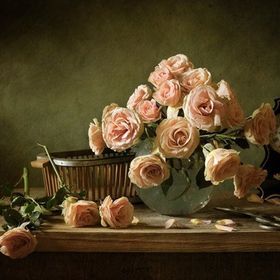 Tablolife 35x50 cm Cam Saksıda Pembe Güller Kanvas Tablo