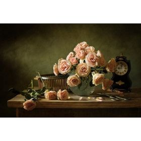Tablolife 35x50 cm Cam Saksıda Pembe Güller Kanvas Tablo
