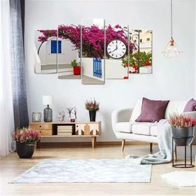 Tablolife 60x100 cm Begonvil Saatli 5 Parçalı Kanvas Tablo