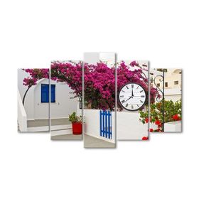 Tablolife 60x100 cm Begonvil Saatli 5 Parçalı Kanvas Tablo