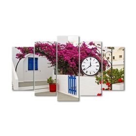 Tablolife 60x100 cm Begonvil Saatli 5 Parçalı Kanvas Tablo