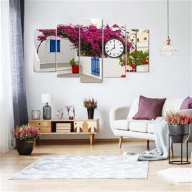 Tablolife 60x100 cm Begonvil Saatli 5 Parçalı Kanvas Tablo