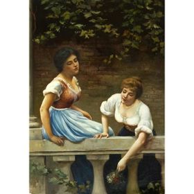 Tablolife 60x90 cm Aşığına Çiçek Atan Kız Kanvas Tablo