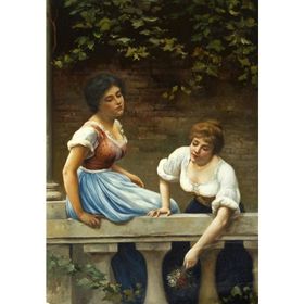 Tablolife 60x90 cm Aşığına Çiçek Atan Kız Kanvas Tablo