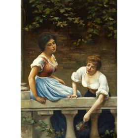 Tablolife 60x90 cm Aşığına Çiçek Atan Kız Kanvas Tablo