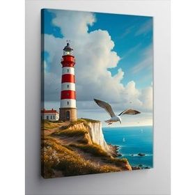 Tablolife 60x90 cm Deniz Feneri ve Martılar Kanvas Tablo