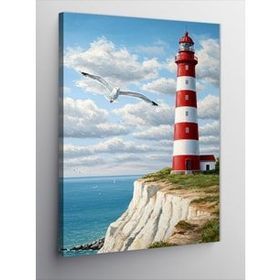 Tablolife 60x90 cm Deniz Feneri ve Martılar Kanvas Tablo