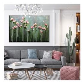 Tablolife Açmayan Çiçekler 80x80 cm Yağlı Boya Dokulu Tablo