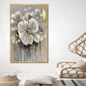 Tablolife Beyaz Çiçekler 75x100 cm Yağlı Boya Dokulu Tablo