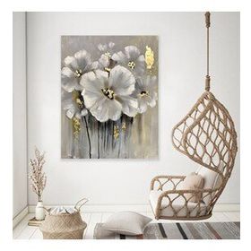 Tablolife Beyaz Çiçekler 90x120 cm Yağlı Boya Dokulu Tablo