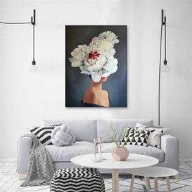 Tablolife Beyaz Çiçekli Kadın 96x126 cm Yağlı Boya Dokulu Tablo
