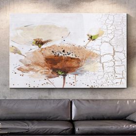 Tablolife Beyaz Gelincik Çiçeği 80x80 cm Yağlı Boya Dokulu Tablo