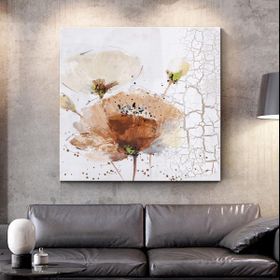 Tablolife Beyaz Gelincik Çiçeği 80x80 cm Yağlı Boya Dokulu Tablo