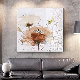 Tablolife Beyaz Gelincik Çiçeği 80x80 cm Yağlı Boya Dokulu Tablo
