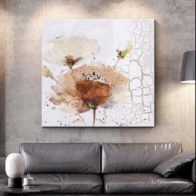 Tablolife Beyaz Gelincik Çiçeği 80x80 cm Yağlı Boya Dokulu Tablo