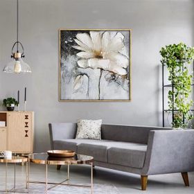 Tablolife Beyaz Papatya 60x90 cm Yağlı Boya Dokulu Tablo