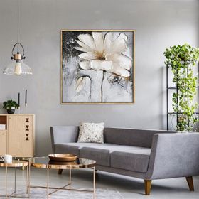 Tablolife Beyaz Papatya 60x90 cm Yağlı Boya Dokulu Tablo
