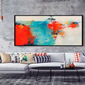 Tablolife Biraz Kızıl Biraz Mavi 100x150 cm Yağlı Boya Dokulu Tablo
