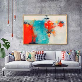 Tablolife Biraz Kızıl Biraz Mavi 60x90 cm Yağlı Boya Dokulu Tablo