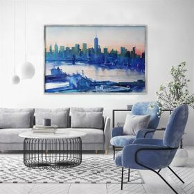Tablolife Blue City 60x90 cm Yağlı Boya Dokulu Tablo