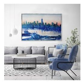 Tablolife Blue City 60x90 cm Yağlı Boya Dokulu Tablo