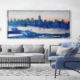 Tablolife Blue City 60x90 cm Yağlı Boya Dokulu Tablo