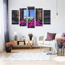 Tablolife Çiçekli Pencere 5 Parçalı 60x100 cm Kanvas Tablo