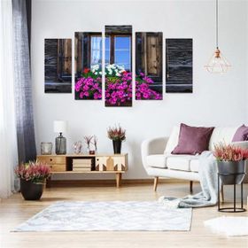 Tablolife Çiçekli Pencere 5 Parçalı 60x100 cm Kanvas Tablo