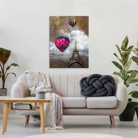 Tablolife Eyfel'de Uçan Balonlar 60x90 cm Yağlı Boya Dokulu Tablo