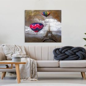 Tablolife Eyfel'de Uçan Balonlar 60x90 cm Yağlı Boya Dokulu Tablo