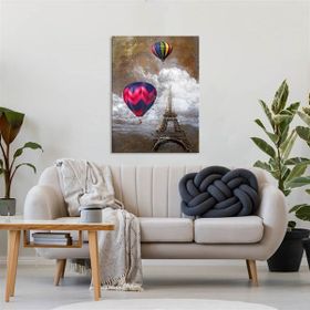 Tablolife Eyfel'de Uçan Balonlar 60x90 cm Yağlı Boya Dokulu Tablo