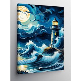 Tablolife Fırtınada Deniz Feneri 60 x 90 cm Kanvas Tablo