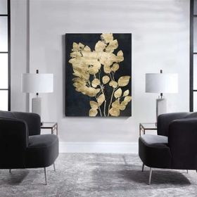 Tablolife Gold Flower 60x90 cm Yağlı Boya Dokulu Tablo