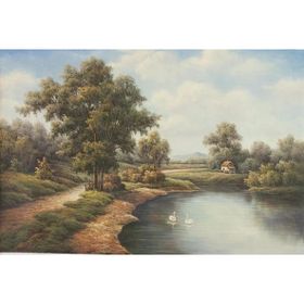 Tablolife Göldeki Kuğular 35 x 50 cm Kanvas Tablo