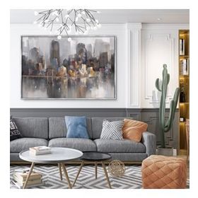Tablolife Grey City 60x90 cm Yağlı Boya Dokulu Tablo