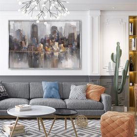 Tablolife Grey City 60x90 cm Yağlı Boya Dokulu Tablo