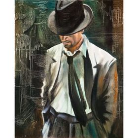 Tablolife Gri Takım Elbiseli Adam 60 x 90 cm Kanvas Tablo