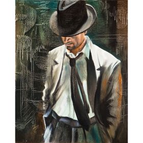 Tablolife Gri Takım Elbiseli Adam 60 x 90 cm Kanvas Tablo