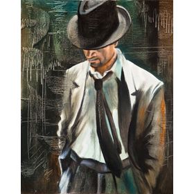 Tablolife Gri Takım Elbiseli Adam 60 x 90 cm Kanvas Tablo