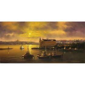 Tablolife Haydarpaşa'da Gün Batarken 35 x 50 cm Kanvas Tablo