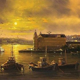 Tablolife Haydarpaşa'da Gün Batarken 35 x 50 cm Kanvas Tablo
