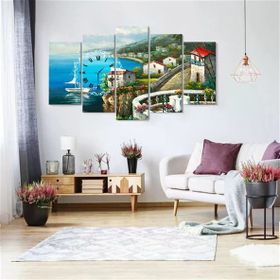Tablolife İtalya 60 x 100 cm Saatli 5 Parçalı Kanvas Tablo